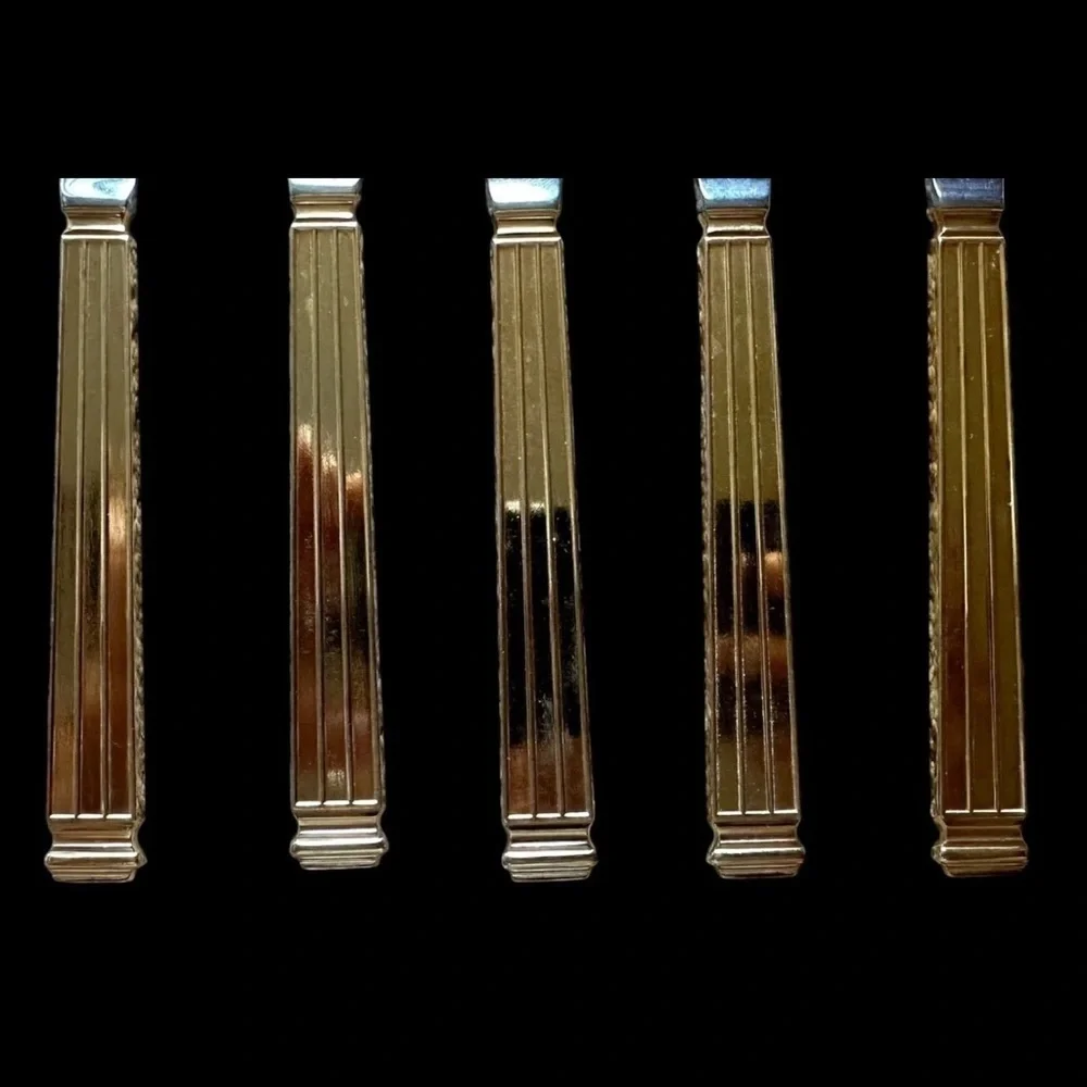 VTG Christian Dior Japan Gold Tone Dinner Knives Set of 5